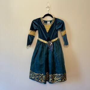 Disney 5/6 (Girls) Princess Merida Brave costume ball gown green yellow dress